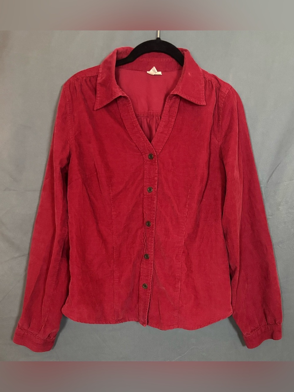 St. John's Bay | Women’s Corduroy Button-Down Shirt | Deep Red | Size Medium